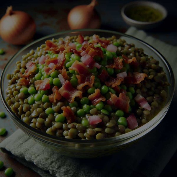 Comment réaliser une salade tiède de lentilles vertes avec lardons et vinaigrette à l'échalote ?