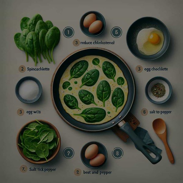 Quelle est la recette d'une omelette aux épinards pauvre en cholestérol?